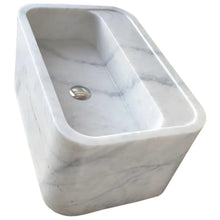 Cargar imagen en el visor de la galería, Carrara White Marble Rectangular Wall-mount Bathroom Sink (W)16" (L)24" (H)12"
