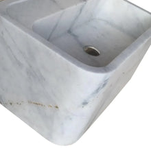 Cargar imagen en el visor de la galería, Carrara White Marble Rectangular Wall-mount Bathroom Sink (W)16" (L)24" (H)12"