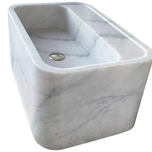 Cargar imagen en el visor de la galería, Carrara White Marble Rectangular Wall-mount Bathroom Sink (W)16" (L)24" (H)12"