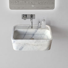 Cargar imagen en el visor de la galería, Carrara White Marble Rectangular Wall-mount Bathroom Sink (W)16" (L)24" (H)12"