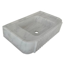 Cargar imagen en el visor de la galería, Carrara White Marble Wall-mount Bathroom Vanity Sink Fluted (W)16" (L)28" (H)6"