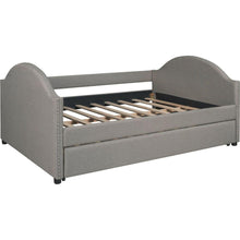 Carregar imagem no visualizador da galeria, Full size Upholstered Daybed with Twin Size Trundle, Wood Slat Support, Gray(OLD SKU :LP000118AAE)
