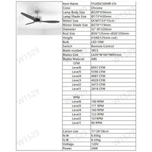 Cargar imagen en el visor de la galería, Ceiling Fan for Living Room with 3 ABS Blades, LED Light & Remote