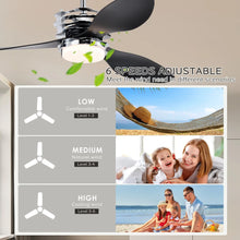 Cargar imagen en el visor de la galería, Ceiling Fan for Living Room with 3 ABS Blades, LED Light & Remote