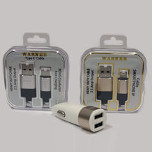 Load image into Gallery viewer, Warner Deluxe Royal Micro Charging and Data Cable - Compatible with Android, Samsung, Galaxy, Motorola, HTC, LG, BlackBerry, Nokia, Kyosera, Sony - Color Blue/Black
