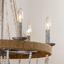 Cargar imagen en el visor de la galería, Chokio 6-Light Wood Bead Chandelier