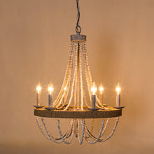 Cargar imagen en el visor de la galería, Chokio 6-Light Wood Bead Chandelier