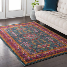 Cargar imagen en el visor de la galería, Cleveland Colorful Traditional Area Rug - Teal, Aqua, Navy