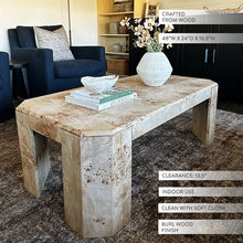 Load image into Gallery viewer, Artisan Burl Wood Coffee Table