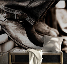Carregar imagem no visualizador da galeria, Vintage Western Theme Wallpaper. Rustic Cowboy Sepia Wall Mural. #6748