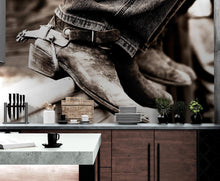 Carregar imagem no visualizador da galeria, Vintage Western Theme Wallpaper. Rustic Cowboy Sepia Wall Mural. #6748