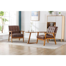 Carregar imagem no visualizador da galeria, Accent Chairs Set of 2 with Side Table, Mid Century Modern Accent Chair, Wood and Fabric Armchairs Side Chair, Lounge Reading Comfy Arm Chair for Living Room, Bedroom, Office