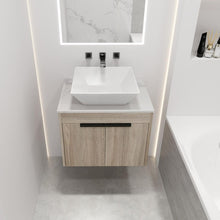 Carregar imagem no visualizador da galeria, 24" Modern Design Float Bathroom Vanity With Ceramic Basin Set, Wall Mounted White Oak Vanity With Soft Close Door, KD-PackingD-Packing Pieces