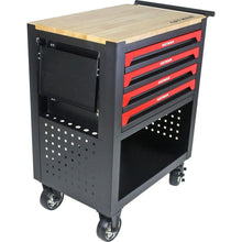 Carregar imagem no visualizador da galeria, 4 DRAWERS MULTIFUNCTIONAL TOOL CART WITH TOOL SET AND WOODEN TOP