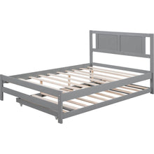 Carregar imagem no visualizador da galeria, Full Size Platform Bed with Adjustable Trundle, Gray