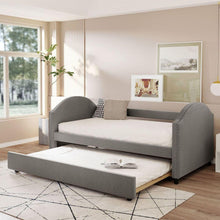Carregar imagem no visualizador da galeria, Full size Upholstered Daybed with Twin Size Trundle, Wood Slat Support, Gray(OLD SKU :LP000118AAE)