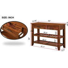 Load image into Gallery viewer, Console Sofa Table with 2 Storage Drawers and 2 Tiers Shelves, Mid-Century Style 42" Solid Wood Buffet Sideboard for Living Room Furniture Kitchen Dining Room Entryway Hallway, Brown