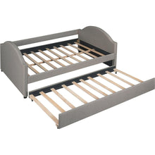Carregar imagem no visualizador da galeria, Full size Upholstered Daybed with Twin Size Trundle, Wood Slat Support, Gray(OLD SKU :LP000118AAE)