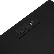 Carregar imagem no visualizador da galeria, 15.75" Rattan End table with Power Outlet & USB Ports, Modern nightstand with drawer and solid wood legs, side table for living roon, bedroom, black