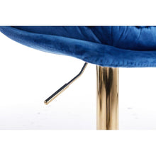 Carregar imagem no visualizador da galeria, Set of 2 Bar Stools, with Chrome Footrest and Base Swivel Height Adjustable Mechanical Lifting Velvet + Golden Leg Simple Bar Stoo, blue