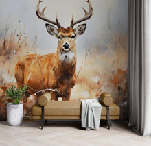 Carregar imagem no visualizador da galeria, Rustic Deer in Woods Wallpaper Mural. #6824