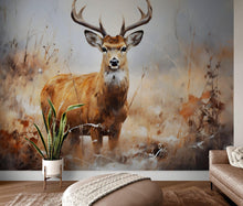 Carregar imagem no visualizador da galeria, Rustic Deer in Woods Wallpaper Mural. #6824