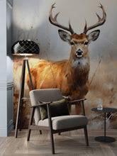 Carregar imagem no visualizador da galeria, Rustic Deer in Woods Wallpaper Mural. #6824