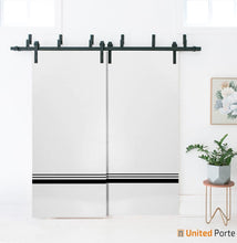Cargar imagen en el visor de la galería, Planum 0012 White Silk Double Barn Door and Black Bypass Rail