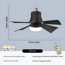 Load image into Gallery viewer, Dimmable Remote Control Ceiling Fan Light for Home & Dormitory