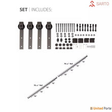 Load image into Gallery viewer, Planum 0040 Matte Black Double Barn Door with White Glass and Black Rail