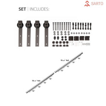 Cargar imagen en el visor de la galería, Planum 0040 White Silk Double Barn Door with Black Glass and Black Rail