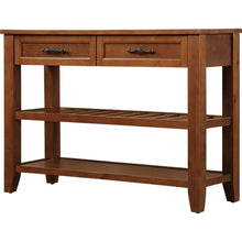 Load image into Gallery viewer, Console Sofa Table with 2 Storage Drawers and 2 Tiers Shelves, Mid-Century Style 42" Solid Wood Buffet Sideboard for Living Room Furniture Kitchen Dining Room Entryway Hallway, Brown