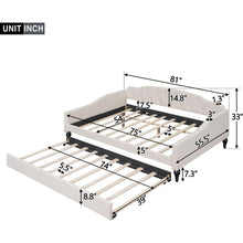 Carregar imagem no visualizador da galeria, Full Size Upholstered Tufted Daybed with Twin Size Trundle, Beige