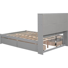 Carregar imagem no visualizador da galeria, Full Size Platform Bed with Storage Headboard, Charging Station and 4 Drawers, Gray