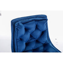 Carregar imagem no visualizador da galeria, Set of 2 Bar Stools, with Chrome Footrest and Base Swivel Height Adjustable Mechanical Lifting Velvet + Golden Leg Simple Bar Stoo, blue