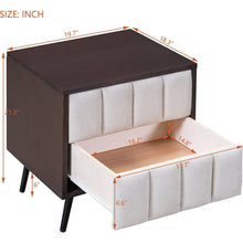 Carregar imagem no visualizador da galeria, 3-Pieces Bedroom Sets,Queen Size Wood Platform Bed and Two Nightstands,Storage Platform bed with USB and LED Lights-Walnut+Beige