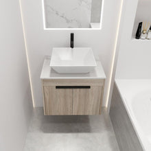 Carregar imagem no visualizador da galeria, 24" Modern Design Float Bathroom Vanity With Ceramic Basin Set, Wall Mounted White Oak Vanity With Soft Close Door, KD-PackingD-Packing Pieces