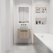 Carregar imagem no visualizador da galeria, 24" Modern Design Float Bathroom Vanity With Ceramic Basin Set, Wall Mounted White Oak Vanity With Soft Close Door, KD-PackingD-Packing Pieces