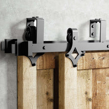 Load image into Gallery viewer, Double Track U-Shape Bypass Sliding Barn Door Hardware Kit - Diamond Design Roller