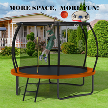Load image into Gallery viewer, 10FT Recreational Trampoline with Enclosure for Kids Adults, ASTM Approved, Outdoor Trampoline with Wind Stakes and Ladder for Kids Apex Series, 10 FOOT Trampoline