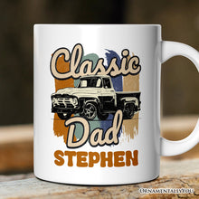 Cargar imagen en el visor de la galería, Classic Dad Personalized Mug, Retro Truck Gift for Fathers with Custom Name