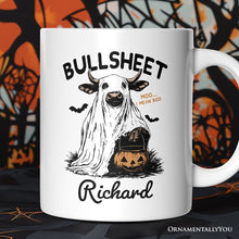 Carregar imagem no visualizador da galeria, Bullsheet Halloween Bull Personalized Mug, Hilarious Cow Gift with Custom Name