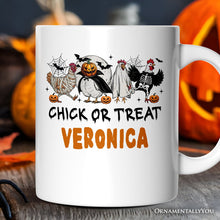 Cargar imagen en el visor de la galería, Chick or Treat Spooky Personalized Mug, Halloween Chicken Country Gift with Custom Name