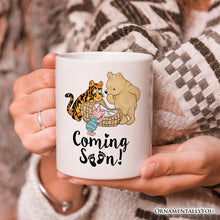 Carregar imagem no visualizador da galeria, Pregnancy Announcement With Pooh & Tiger Personalized Mug, Coming Soon Gift for Expecting Moms with Custom Name