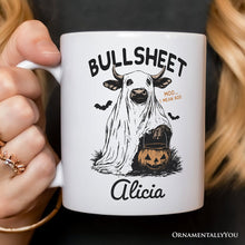 Carregar imagem no visualizador da galeria, Bullsheet Halloween Bull Personalized Mug, Hilarious Cow Gift with Custom Name