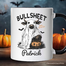 Carregar imagem no visualizador da galeria, Bullsheet Halloween Bull Personalized Mug, Hilarious Cow Gift with Custom Name