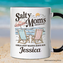 Carregar imagem no visualizador da galeria, Salty Moms Beach Club Personalized Mug, Retro Summer Gift with Custom Name