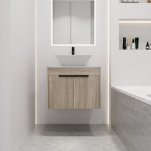 Carregar imagem no visualizador da galeria, 24" Modern Design Float Bathroom Vanity With Ceramic Basin Set, Wall Mounted White Oak Vanity With Soft Close Door, KD-PackingD-Packing Pieces