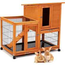 Load image into Gallery viewer, Detachable Rabbit Hutch with Removable Tray and Rolling Casters, Orange