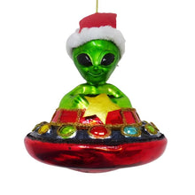 Carregar imagem no visualizador da galeria, Alien and UFO Glass Christmas Ornament